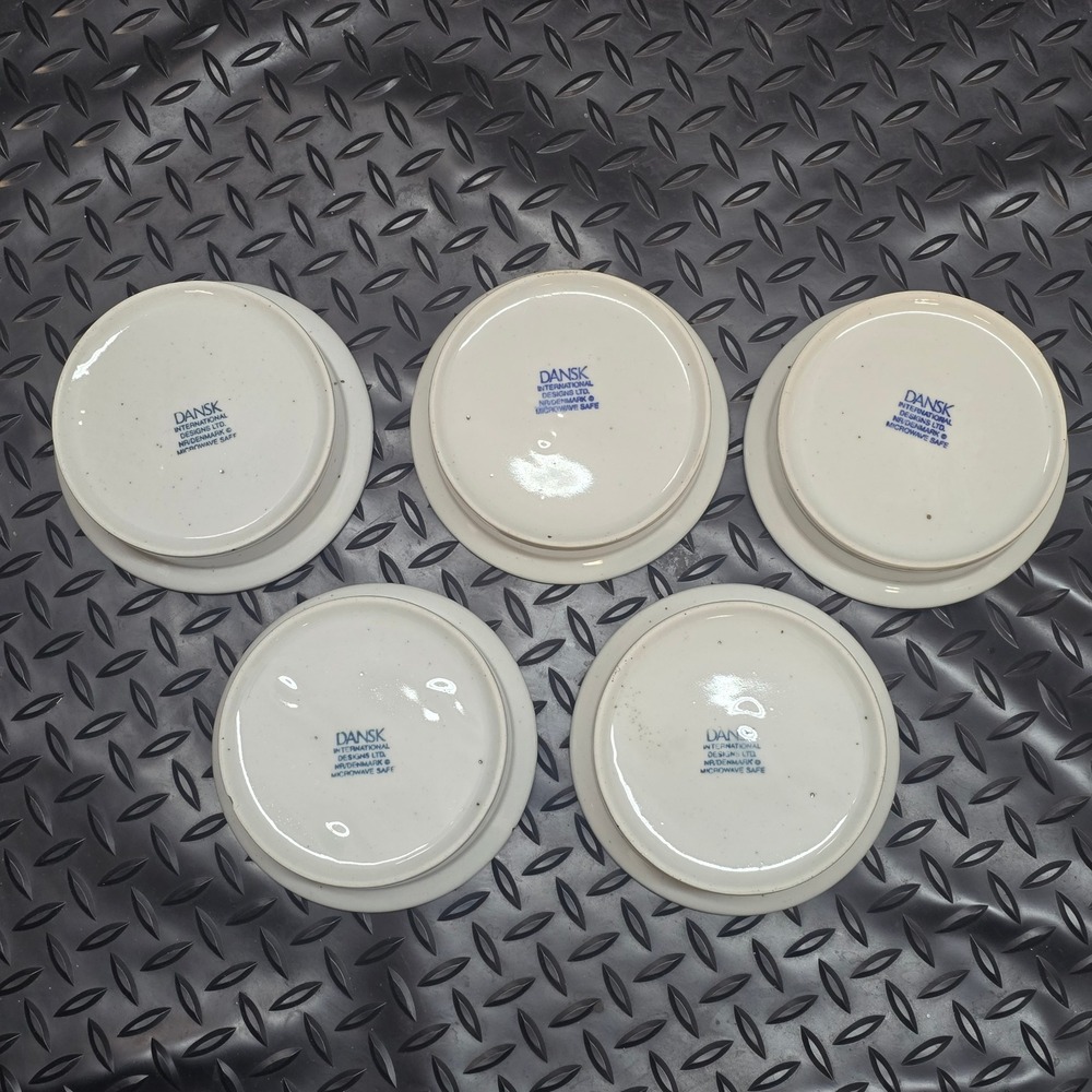 Dansk International Designs Denmark Blue Rim Cream Ramekins Set of 5 Small Bowls - Picture 3 of 13